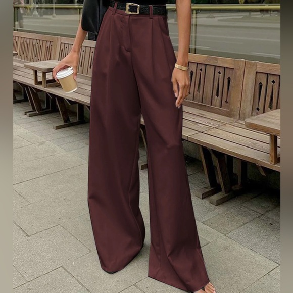 Commense Pants - Commense Solid Wide-Leg Pants Without Belt